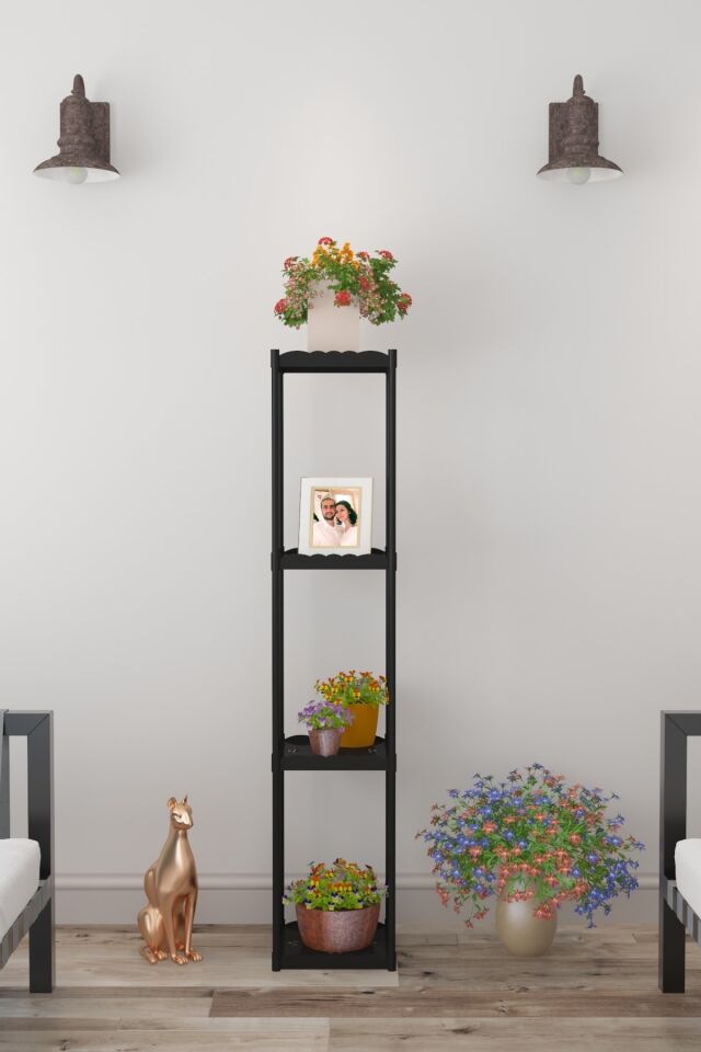 Işıl 4 Raflı Plastik Dekoratif Çiçeklik Saksı Standı