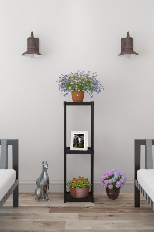 Işıl 3 Raflı Plastik Dekoratif Çiçeklik Saksı Standı