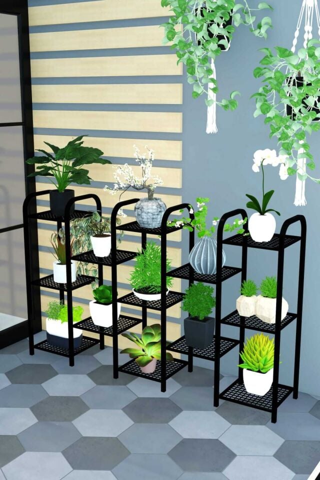 GÖZDE Çiçeklik Saksılık Dekoratif Saksı Çiçek Standı Saksı Rafı 3 RAFLI