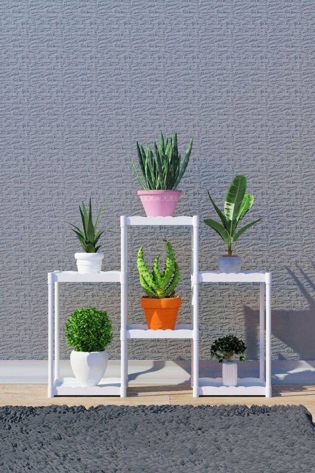 Işıl 6 Raflı Plastik Saksılık Dekoratif Çiçeklik Saksı Standı 222_k_s