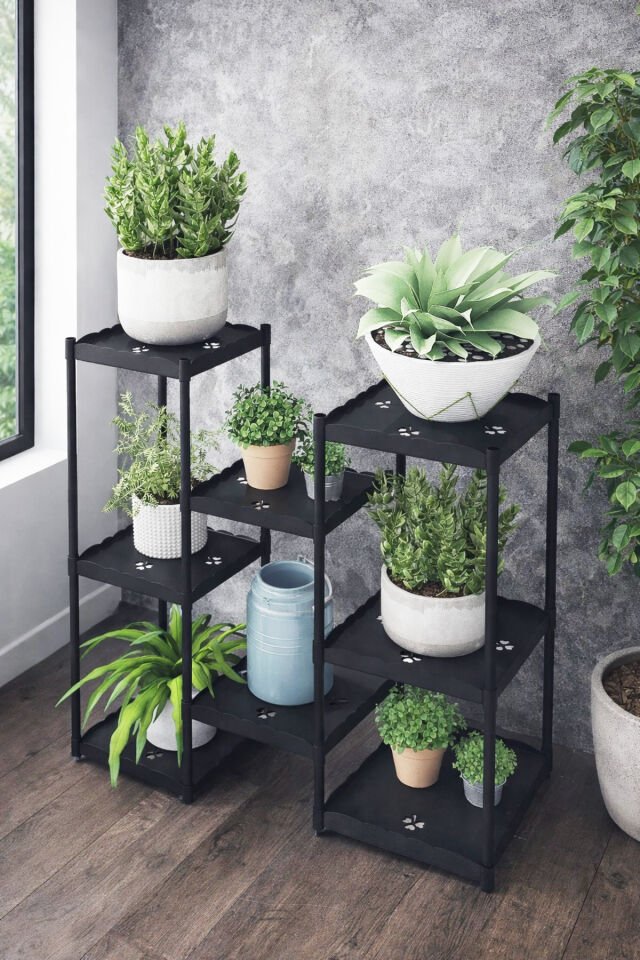 Işıl 8 Raflı Plastik Saksılık Dekoratif Çiçeklik Saksı Standı 323_k_s