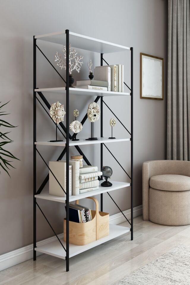 STONE Metal Kitaplık Ofis Kitaplık Çok Amaçlı Dekoratif Raf Stand 150 cm