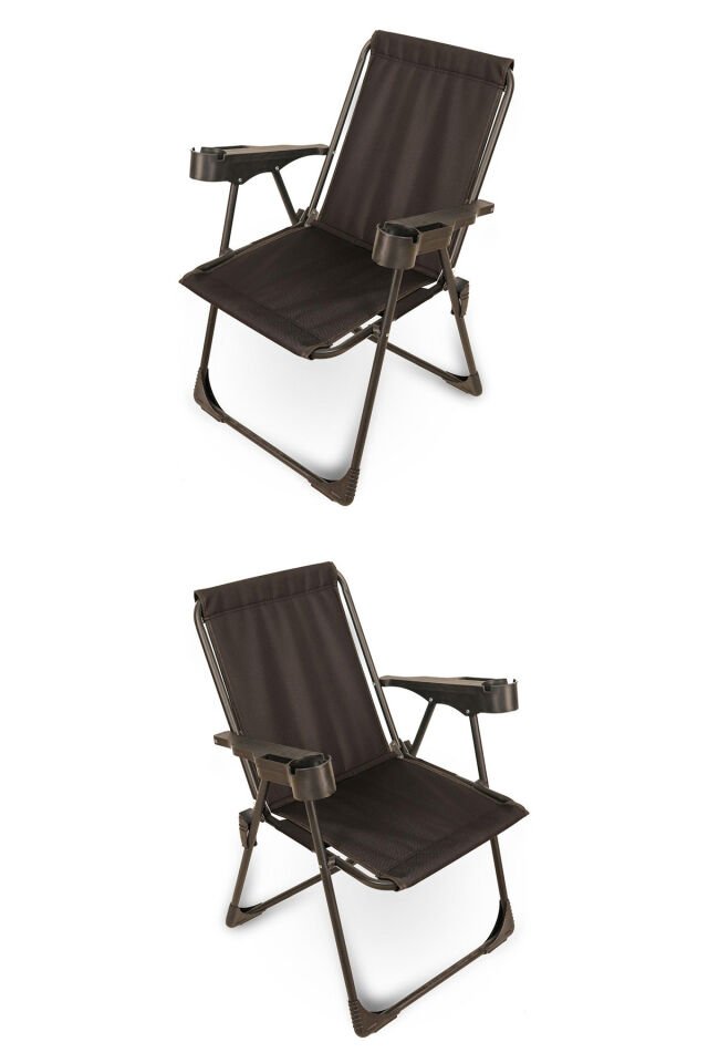 2 Adet Kamp Sandalyesi, Katlanır Kamp Sandalyesi, Bardaklıklı Kamp Sandalyesi,Plaj Piknik Sandalyesi