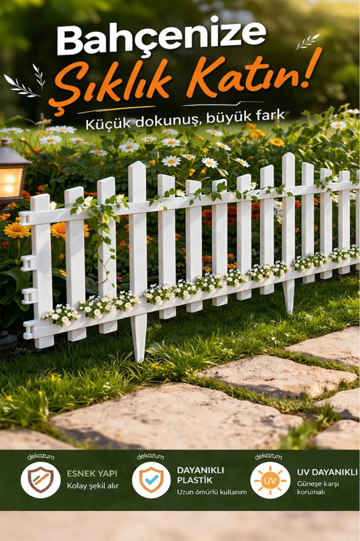 GREENOVA 1 ADET Bahçe Çiti Dekoratif Beyaz Plastik Çit Koruma Panel 59 CM Beyaz 20 ADET