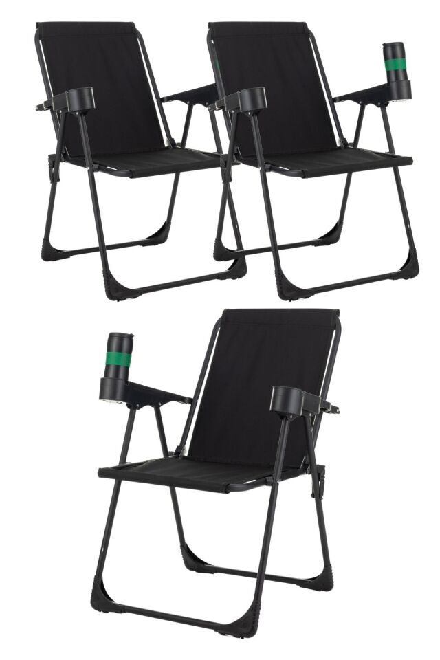 3 Adet Kamp Sandalyesi, Katlanır Kamp Sandalyesi, Bardaklıklı Kamp Sandalyesi,Plaj Piknik Sandalyesi