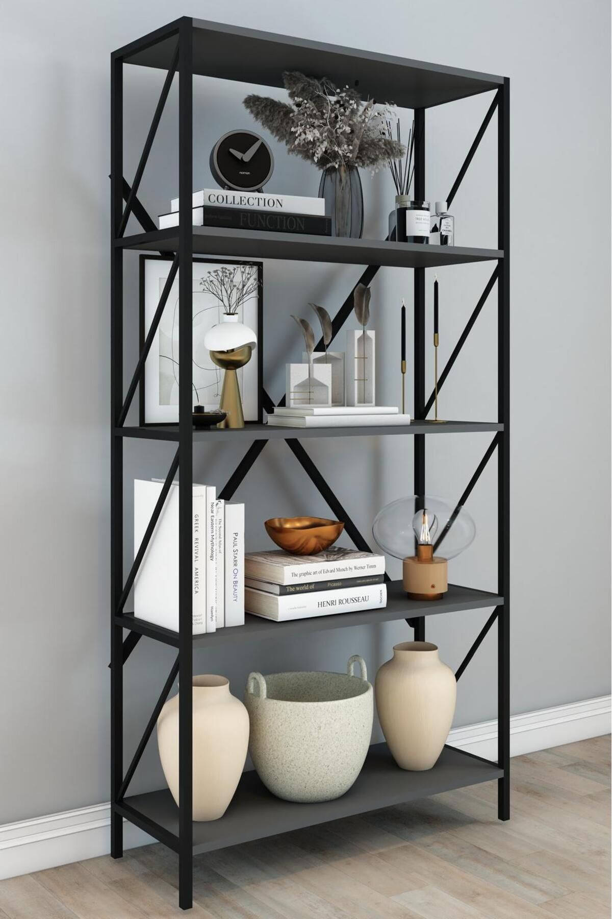 PARİS 180 lik Kitaplık Çok Amaçlı Dekoratif Mutfak Banyo Rafı Depolama Market Rafı