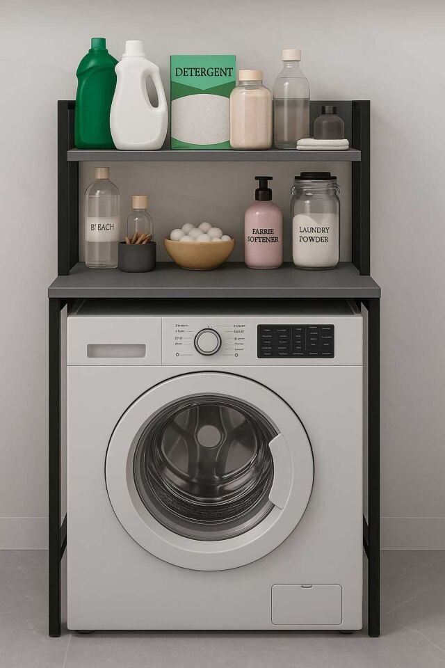 VİZYON Çamaşır Makina Dolabı Banyo Makina Üstü Raf Çok Amaçlı Raf