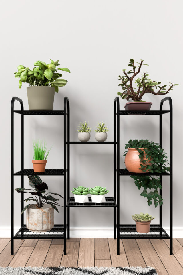 Metal Çiçeklik ve Saksı Standı 8 Raflı Bitki Rafı, Bahçe ve Balkon İçin Modern Saksılık Dolap