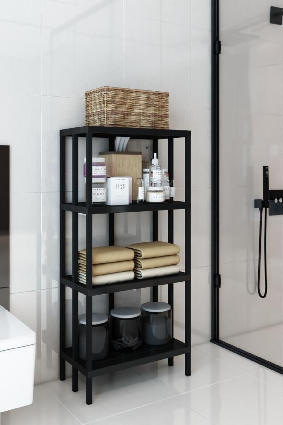 Scaffale 4 Banyo Rafı, Plastik Kitaplık, 4 Raflı Organizer, Banyo Rafı, Bahçe Balkon Organizeri