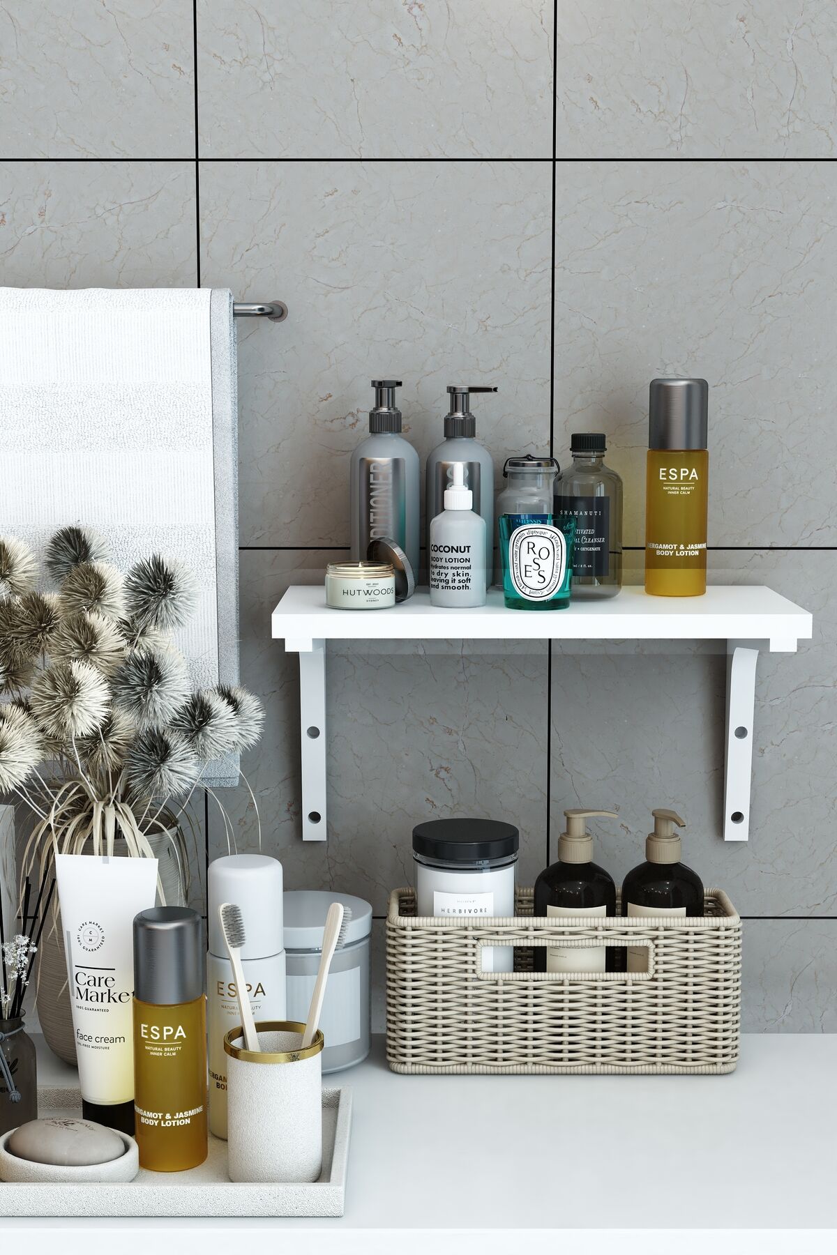 Tekli Dekoratif Duvar Rafı, Kitaplık ve Organizer, Banyo, Mutfak, Balkon Beyaz