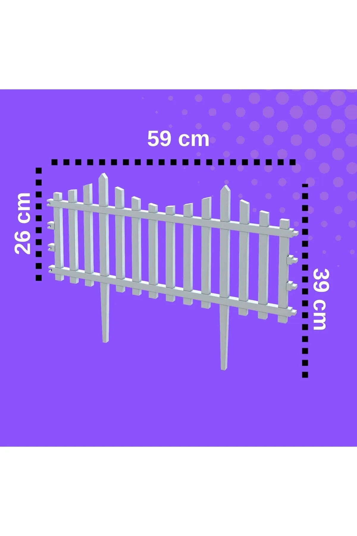 5 Metre Beyaz Bahçe Çiti Dekoratif Çit Dört Bağlantı Noktası 8 adet