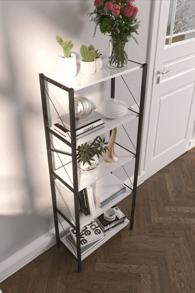 5 Raflı Modern Kitaplık Şıklık Ve Düzeni Bir Arada Sunan Kitap Depolama Çözümü 150 Cm