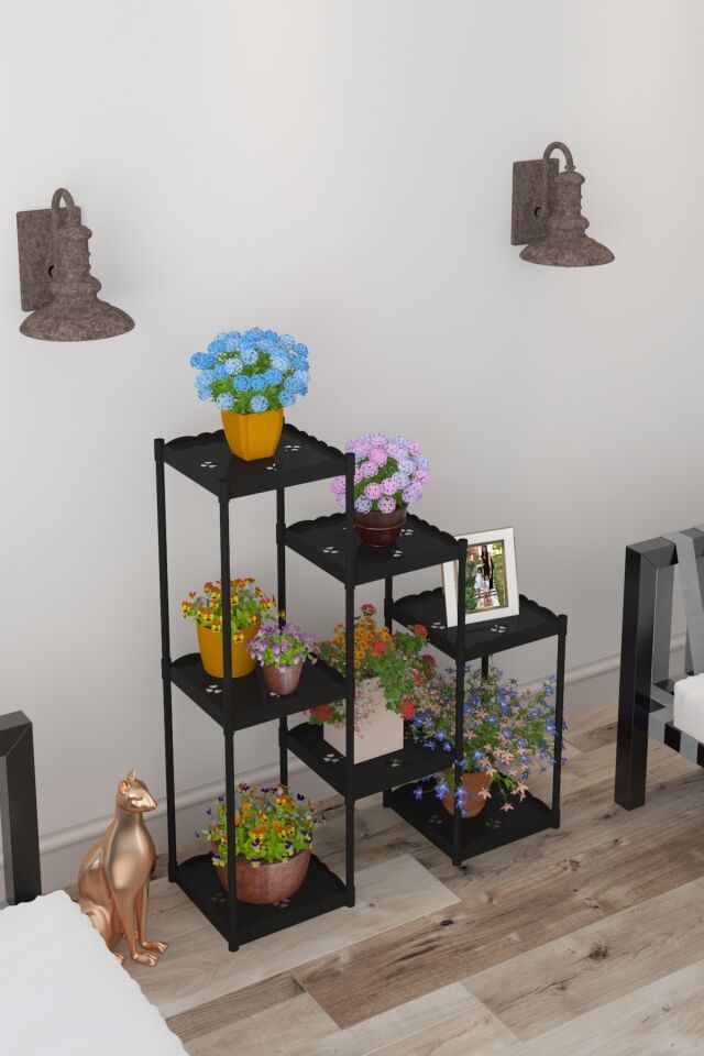 Işıl 7 Raflı Plastik Saksılık Dekoratif Çiçeklik Saksı Standı