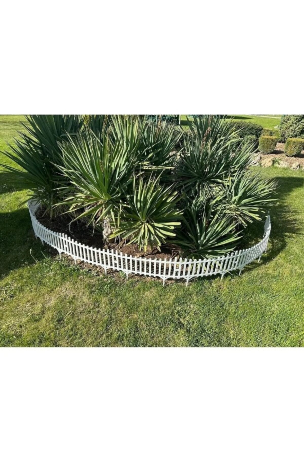 Dekoratif Bahçe Çiti Bordür Kırılmaz Plastik Çit 18,88 Metre Tek Peyzaj Koruma Panel Beyaz 32 adet