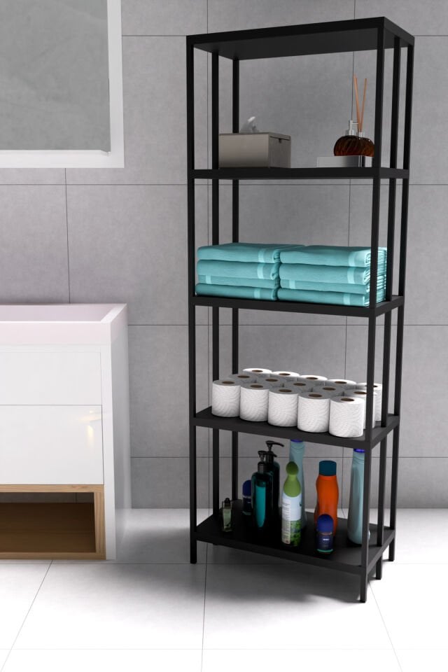 Vizyon Banyo Rafı, Plastik Kitaplık, 5 Raflı , Banyo Rafı, Bahçe Balkon  Dosya Çiçeklik Saksılık