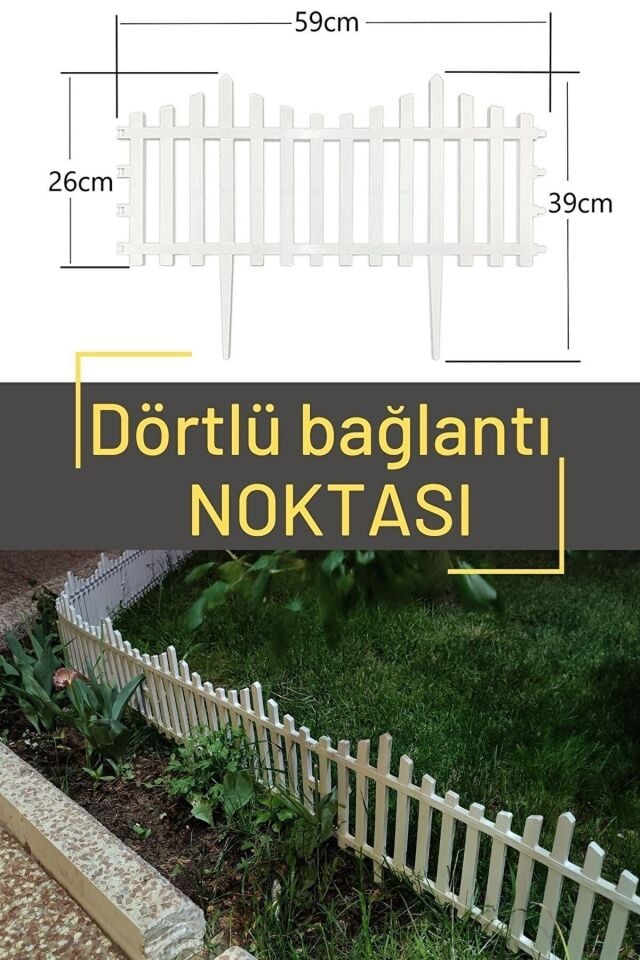 Dekoratif Beyaz Bahçe Çiti Plastik Çit Peyzaj Koruma Panel Çit 1 Adet 59 Cm Beyaz Çiçek Çiti