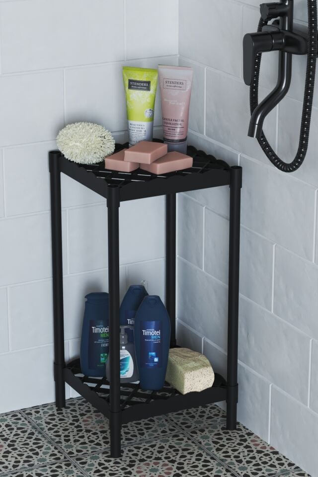 Lotus 2 Raflı  Banyo Duş Şampuanlık havlu Rafı Duş Rafı Standı