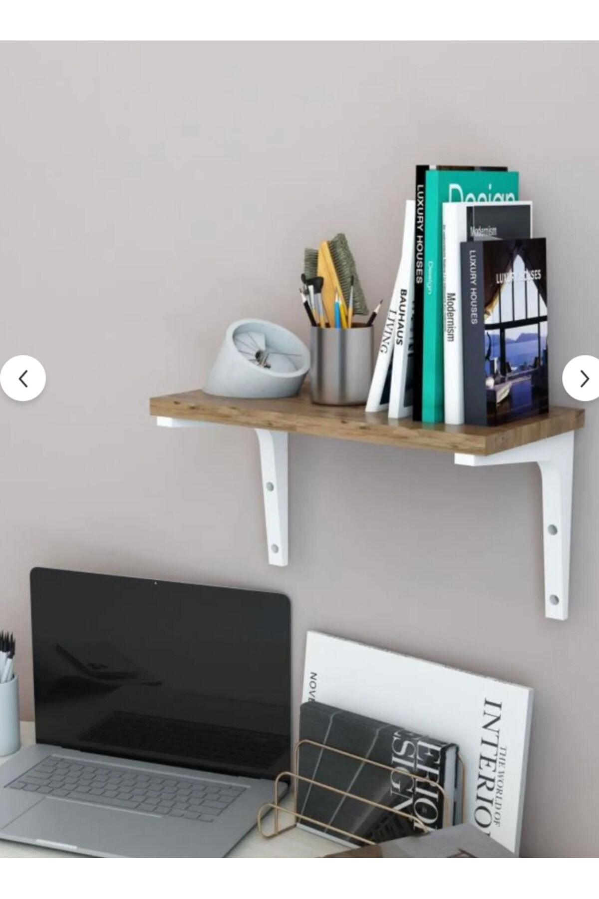 Tekli Dekoratif Duvar Rafı, Kitaplık ve Organizer, Banyo, Mutfak, Balkon CEVİZ